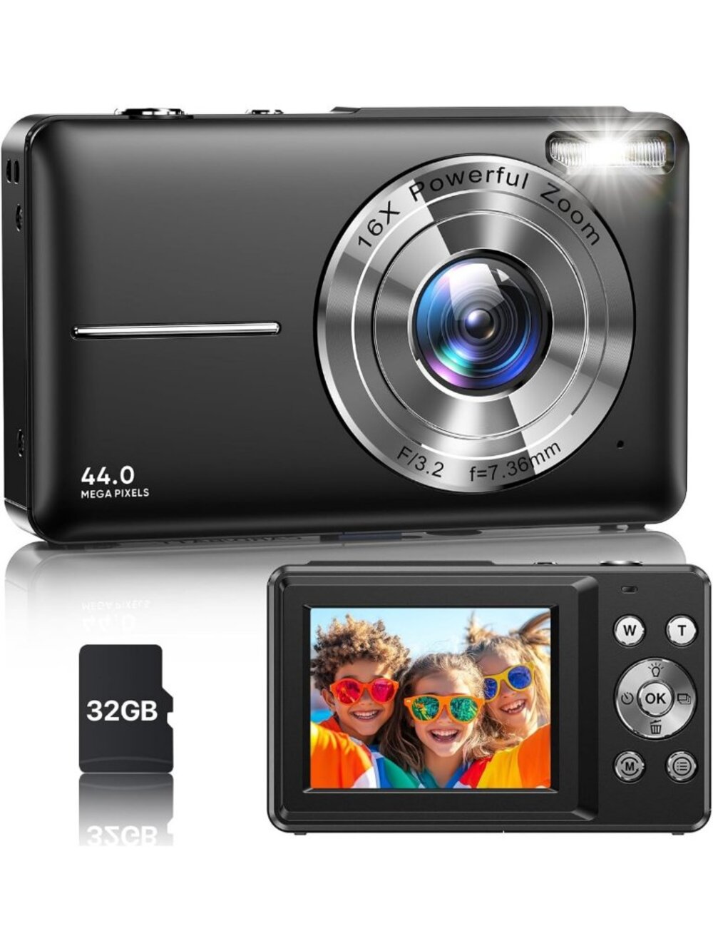 FHD 1080P Digital Camera for Teens & Kids - Compact, Anti-Shake, 16X Zoom